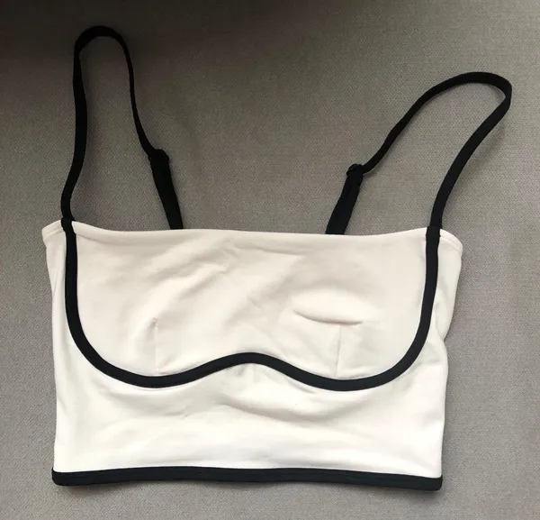 Alo Yoga Airbrush Streamlined Bra Tank Ivory/Black XS - Image 3