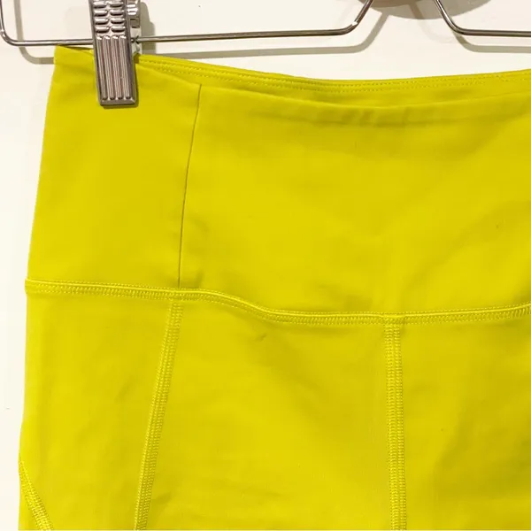 Girlfriend Collective Size Small High Rise Bike Shorts‎ Neon Yellow Running - Image 3