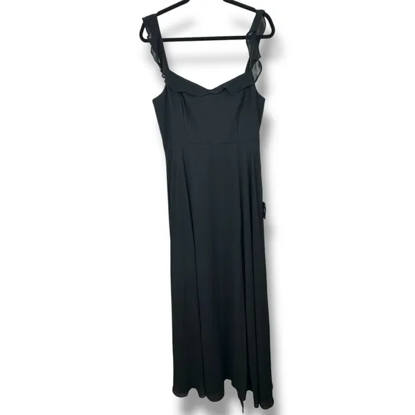 NEW Lulus Dreamy Admiration Black Ruffled Sweetheart Chiffon Maxi Dress Large - Image 6
