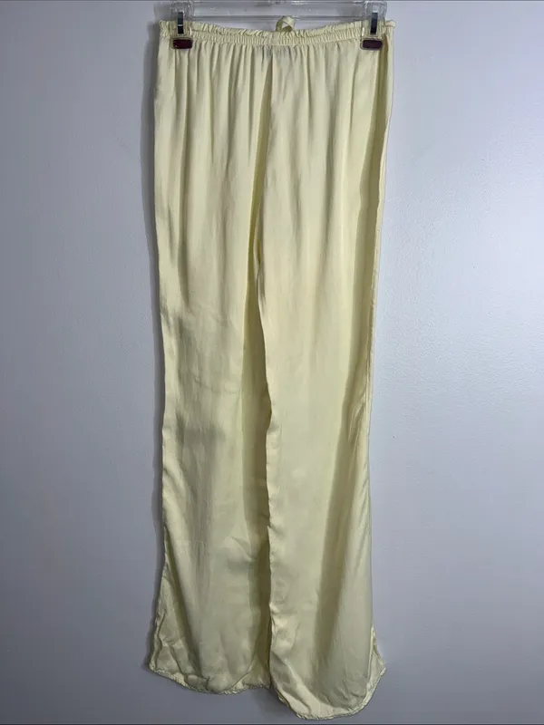Zara light yellow flowy straight leg pants size XS - Image 3