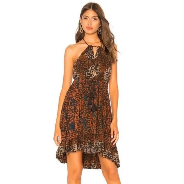Free People Beach Day Open Back Halter Mini Dress In Black Medium - Image 2