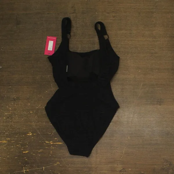 NWT Vince Camuto Textured Scoop Neck Ring One Piece Swimsuit V1L099 Black 4 - Image 4