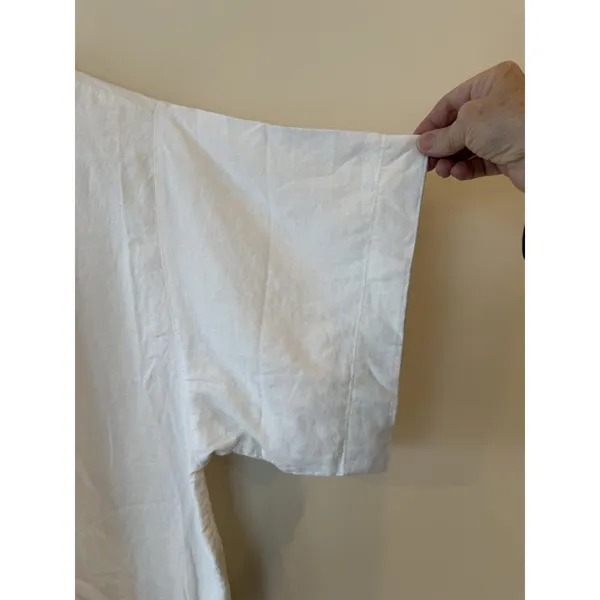 Banana Republic Women Linen Blend White Button Shirt Size Medium Classic Preppy - Image 3