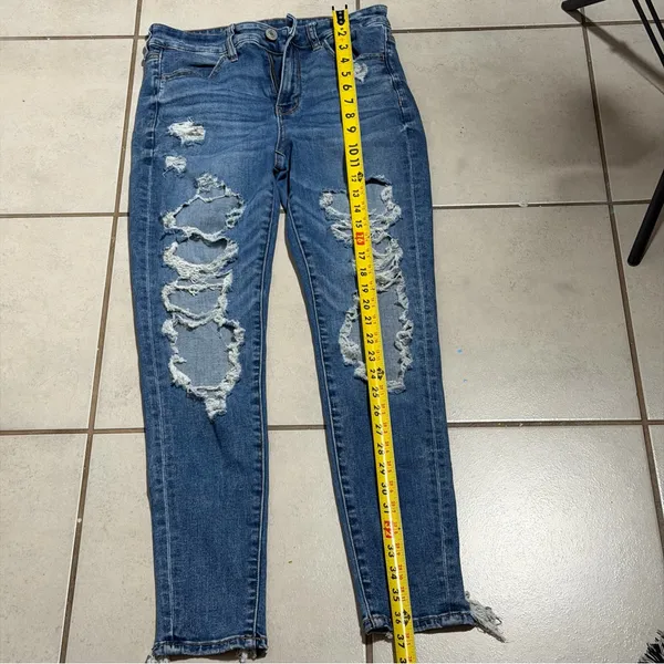 American Eagle Women Hi-Rise Jegging Jeans Distressed Denim Blue‎ Jeans size 6 - Image 10