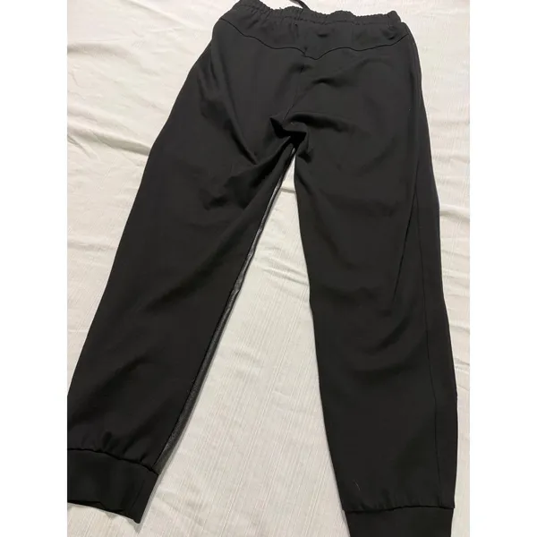 Fate Faux Leather Front Jogger Pants Black Mixed Media Drawstring Size L‎ - Image 7