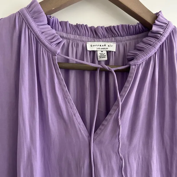 Current Air Ruffle Blouse Purple Lilac Size M - Image 2