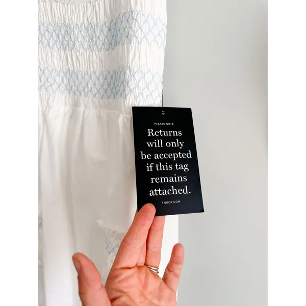 Tuckernuck | NWT Susannah Smocked Mini Dress White Blue | Sz XS - Image 7
