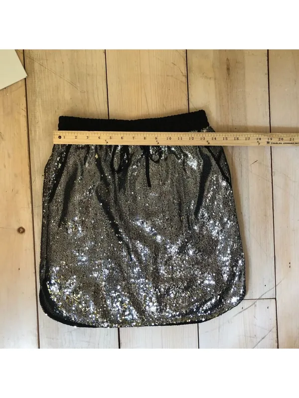 Anthropologie Harlyn NWT Sequin Stretch Waist Mini Skirt Drawstring Size XS - Image 10