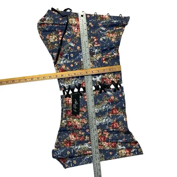 ALIVILA Y Fashion Corset Denim Floral Lace Up Back Strapless Bustier Size Medium - Image 6