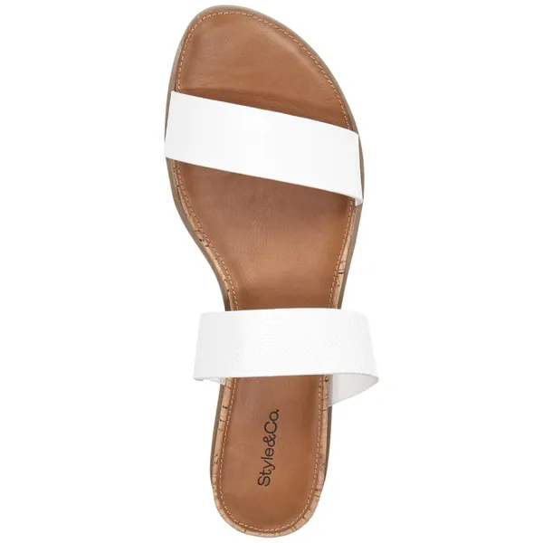 Style & Co. Womens Elliee Flat Sandals 2 Band 10020656300 White Lizard 5.5M - Image 10
