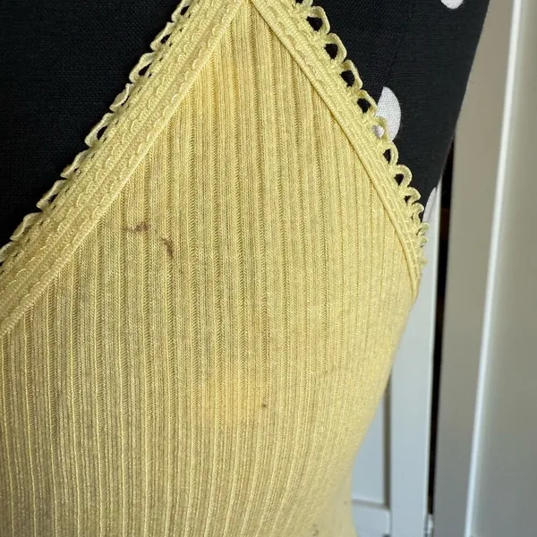 5/$35 Destined Womens Tank Tops 2 Sz S M Peach Light Yellow Ribbed Knit Cropped - Image 10
