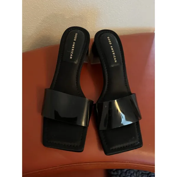 Good American Womens‎ Shoes Slides Sandals Block Heel Ombre Square Toe Black 8.5 - Image 8