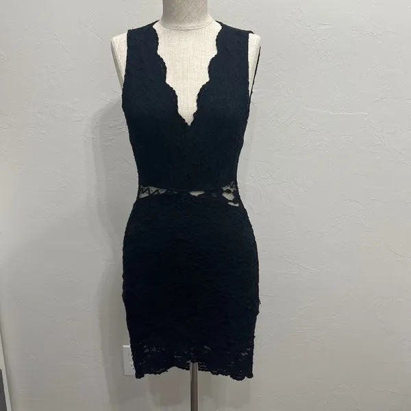 Windsor M Medium Dress Bodycon Black Lace Whimsygoth Fairy Coquette Sexy Stretch - Image 4