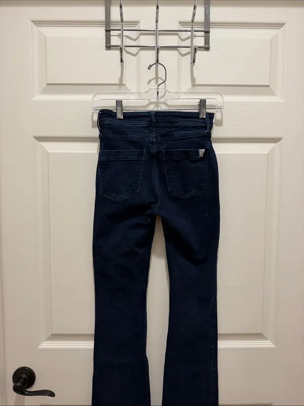 Morrison High-Rise Dark Blue Trucker Utility Straight Leg Slight Flare Jeans 24 - Image 5