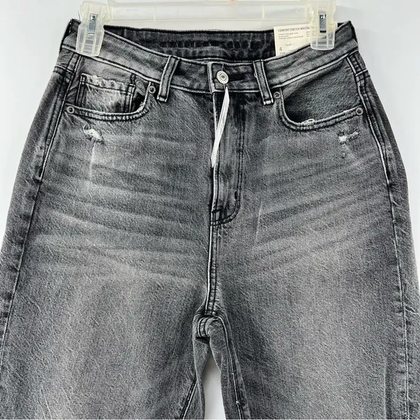 American Eagle highest rise mom jeans size 4 NWT grey distressed denim - Image 2