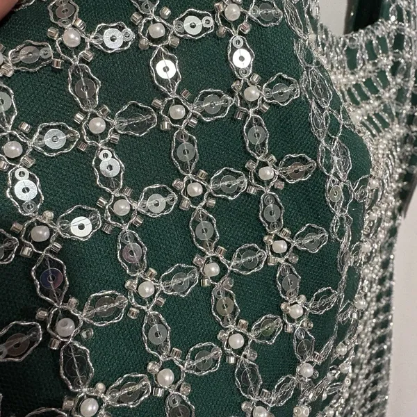Altar’d State Women’s Green Beaded Mateo Mini Dress Square Neck XXL Homecoming - Image 10