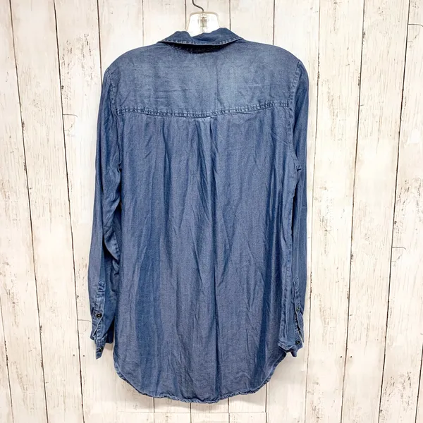 New Directions Chambray Button‎ Down Womens Size M Blue Lyocell Denim Shirt Top - Image 6