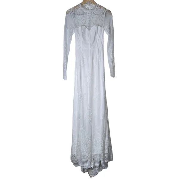 Lulus Laveau White Lace Bustier Backless Mermaid Maxi Dress Wedding Bridal Small - Image 3