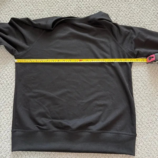 Black Crewneck Sweatshirt with Ribbed Cuffs Lightweight size Large - Image 6