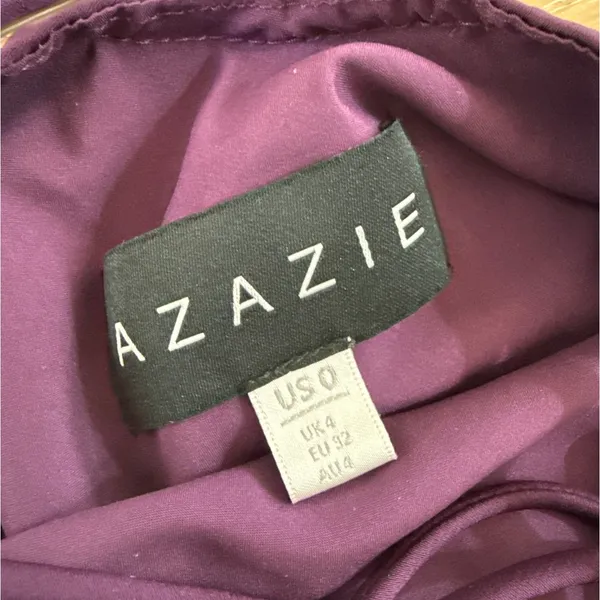 Azazie Maxi Dress Satin Beaded Valerinaire Grape Vacation Size US 0 Purple - Image 4