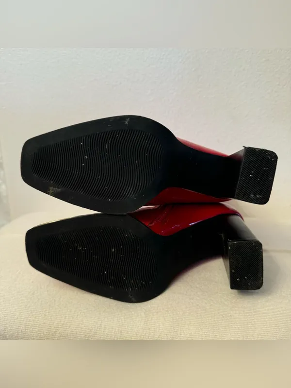 Dream Paris Patent Heeled Boots Red & Black US 7 - Image 10