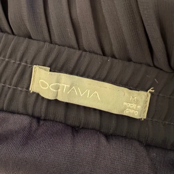 Octavia Navy Blue Pleated Midi Skirt Elastic Waist Lined Size M OX-6664 - Image 6