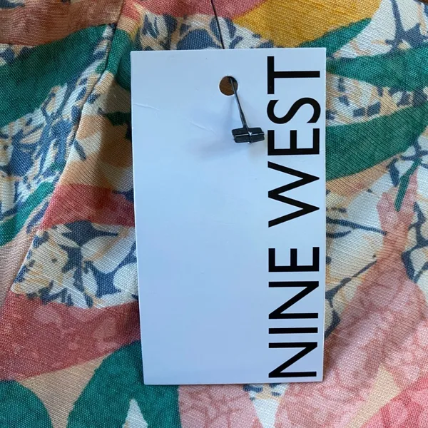 Nine West Women Multicolor‎ Tropical Print Faux Wrap Mini Dress Square Neck NWT - Image 6