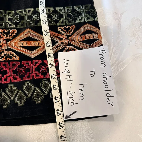 Zara Trafaluc Women's-S Velvet‎ Maxi Dress Embroidery Black BOHO - Image 4