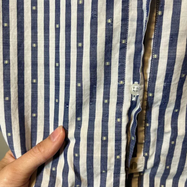 Grayson The Hero Blue White Striped Dobby Dot Button Down Shirt Size 03 M - Image 5
