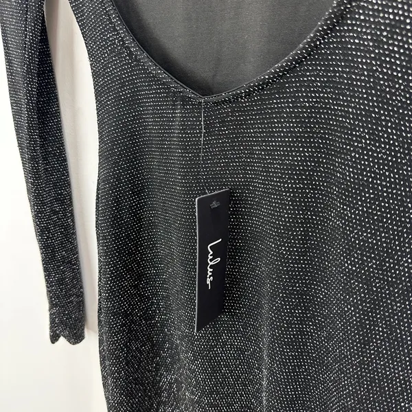 Lulus Gift of Love Black and Silver Backless Long Sleeve Bodycon Dress XS NWT - Image 10