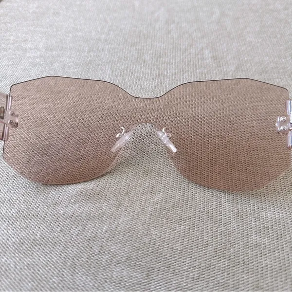 FREE PEOPLE Sidetracked Rimless Sunglasses Retro 70’s Summer Beach Neutral RARE - Image 6