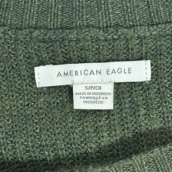 American Eagle Colorblock Striped Crewneck Sweater Green Grey Yellow Size S - Image 6
