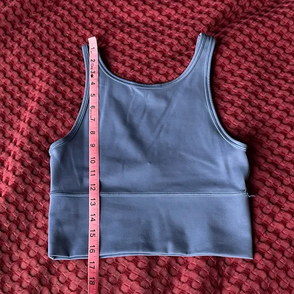 Lululemon Reversible Blue Cropped Tank Top Crew or V-Neck Approx M Yoga Gym - Image 4