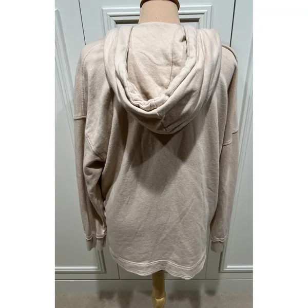 Aerie Beach Weekend Oversized Hoodie Women's Small Beige‎ Pockets Comfy - Image 4