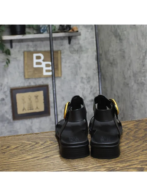 NWT Naturalizer Brandy Flat Sandal Buckle T-Strap J3367L1 Black Leather 9M - Image 11