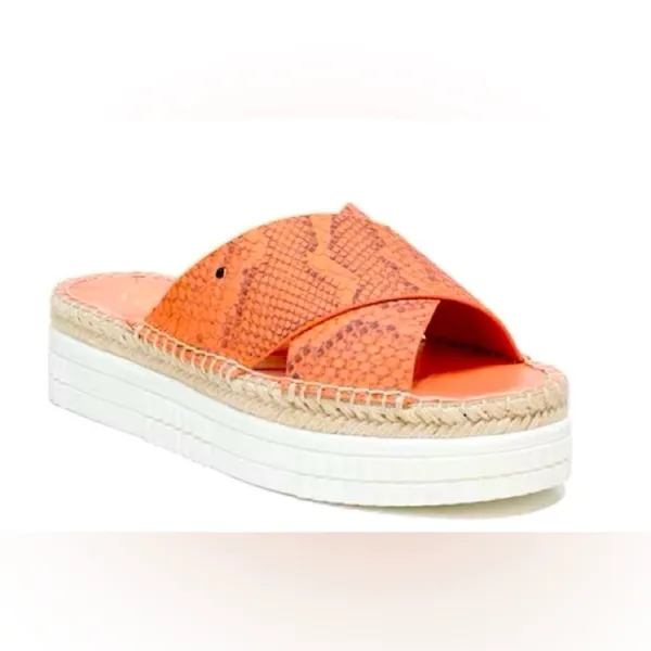 Franco Sarto Birch Slide Platform Sandal 8.5 Salmon Python Print Festival Summer - Image 2