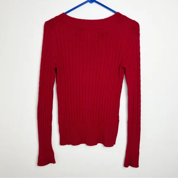 American Eagle Outfitters Vintage 90s Y2K Fitted Knit Sweater Size Small Red - Image 4