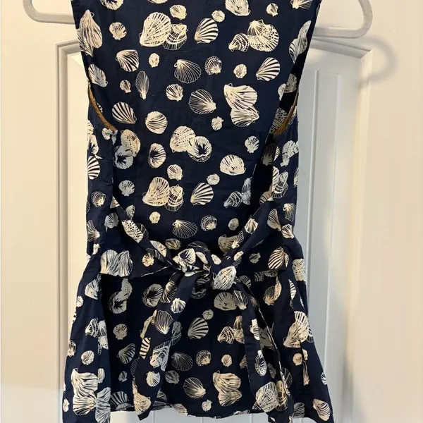 Edme & Esyltte Anthropologie Shell Print Blue White Seashell Tank Top Size 6 - Image 3