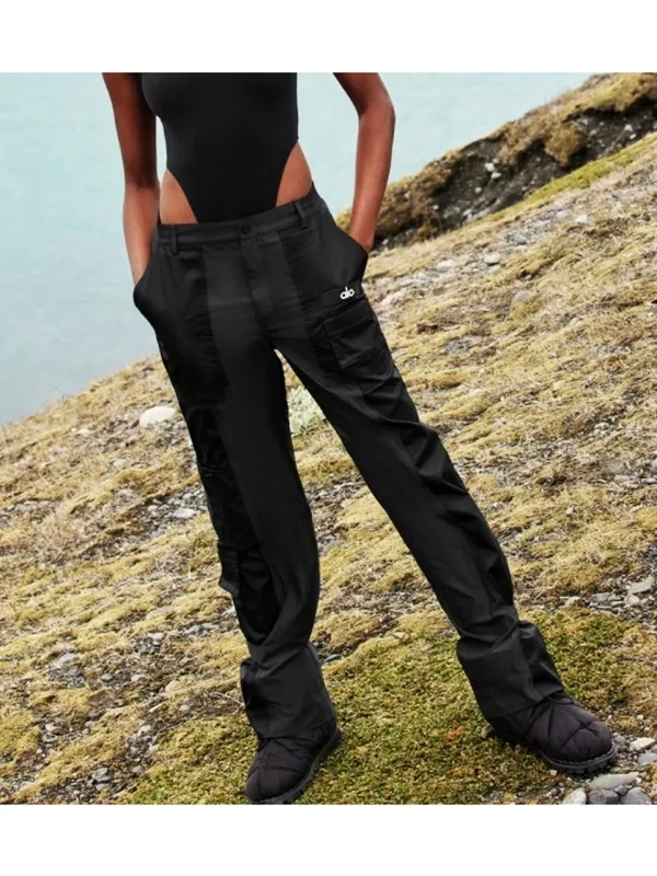 Alo Blaze Trouser Pants Black High-Rise Waist Cargo Windbreaker Hiking Edgy XS - Image 6