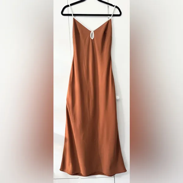 Abercrombie & Fitch Keyhole Slip Maxi Dress - Ochre - XSP - Image 11
