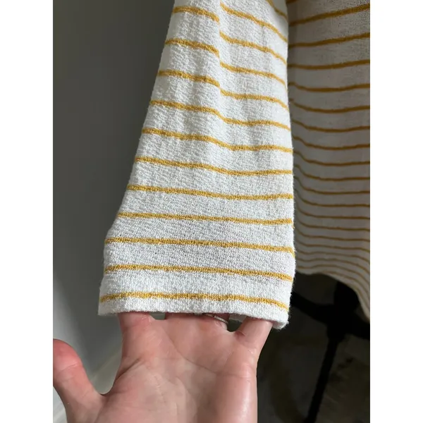Striped Cotton Slub Knit Top sz Small White Yellow Oversized Coastal Minimalist‎ - Image 3