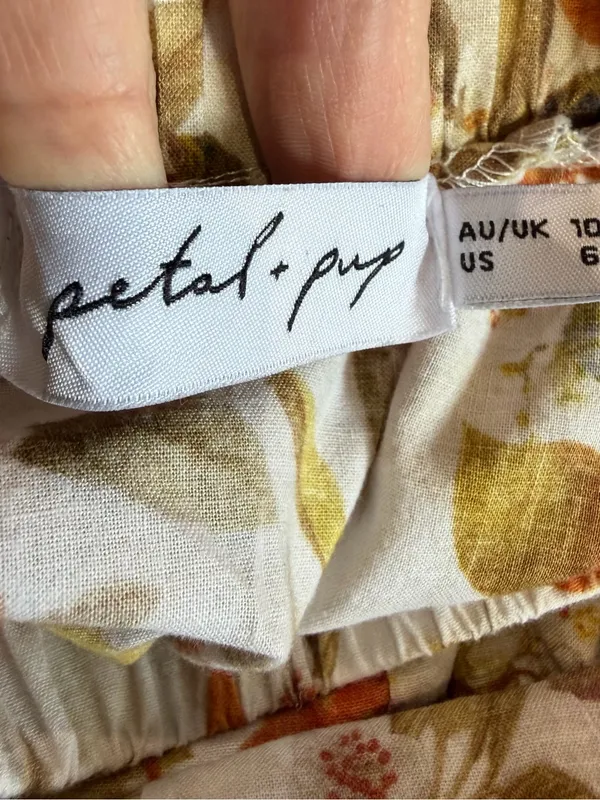 Petal & Pup Maxi Skirt Size 6 Orange Cotton Floral A-Line Garden Party Pockets - Image 7