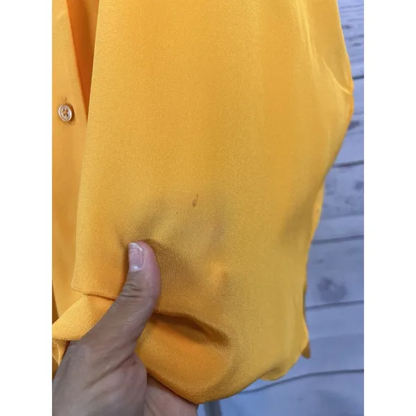 Babaton Aritzia 100% Silk Orange Button Down Blouse Women’s Size Small - Image 3