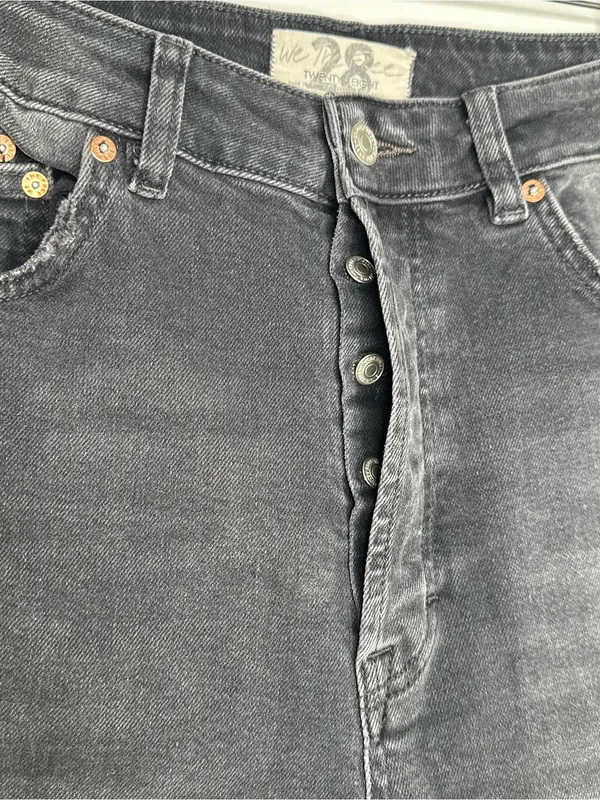 Free People We The Free Zuri Mom Jeans Washed Black Distressed Size 28 - Image 9