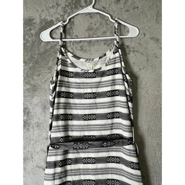 Garnet Hill Cotton Jacquard Woven Maxi Dress Black White Boho Southwest Size 8‎ - Image 3