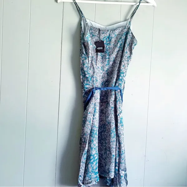 NAKED ZEBRA Satin Tea Mini 90s Slip Dress Animal Print M - Image 3