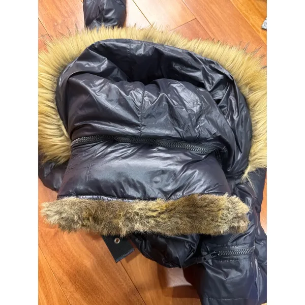 S13 New York Women's Black Chelsea Puffer‎ Down Coat with Faux Fur Trim Hood M - Image 10