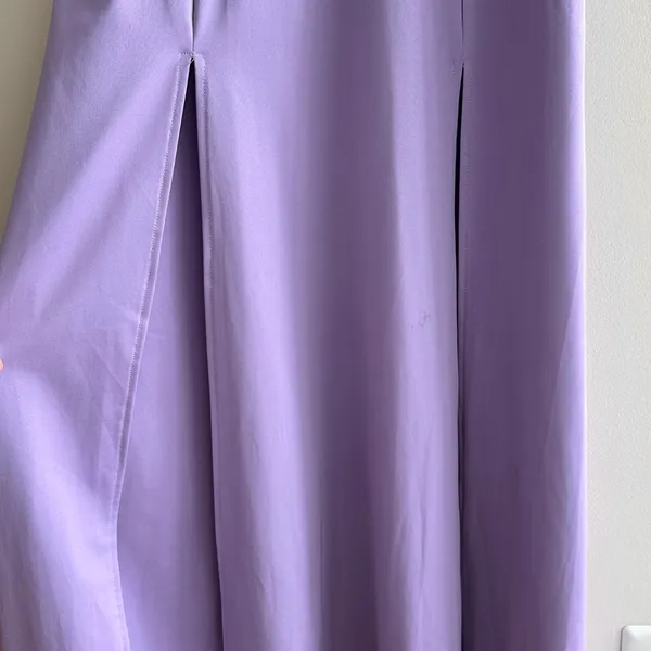 Amazon Lilac Purple Spandex Fitted Sweetheart Neckline Cocktail Dress with Slits, Medium - Image 5