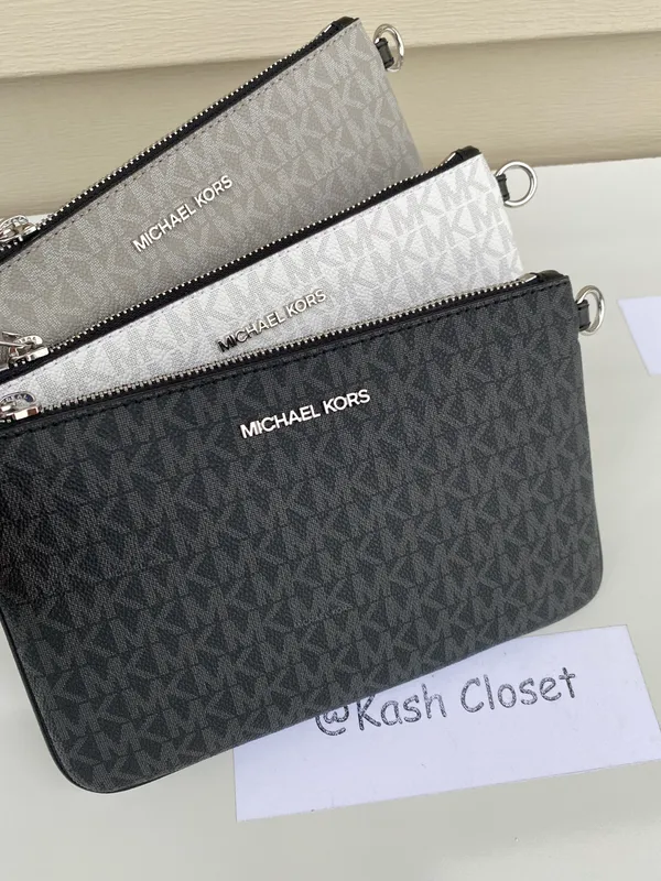 MK Medium Triple Pouch Crossbody - Black Multi - Image 5