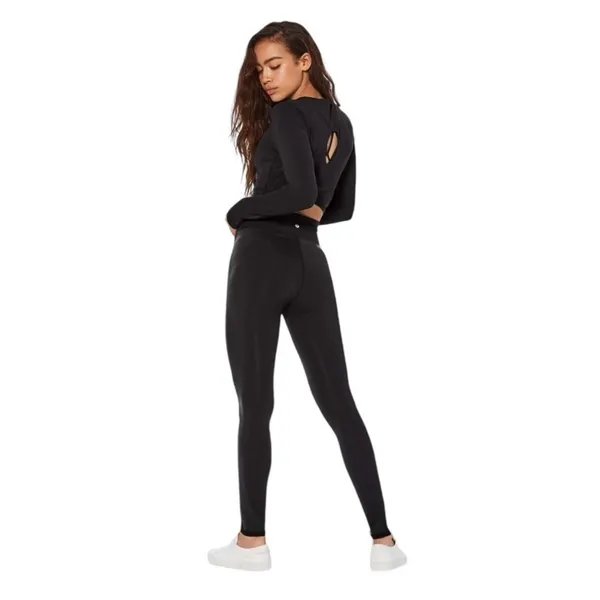 Lululemon Black Long Sleeve‎ Cropped Workout Top Keyhole Back Athleisure Size M - Image 2